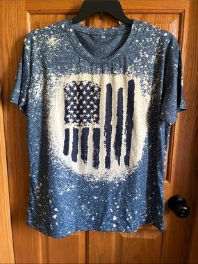 Amazon Blue and White Splatter Short Sleeve Flag Tee